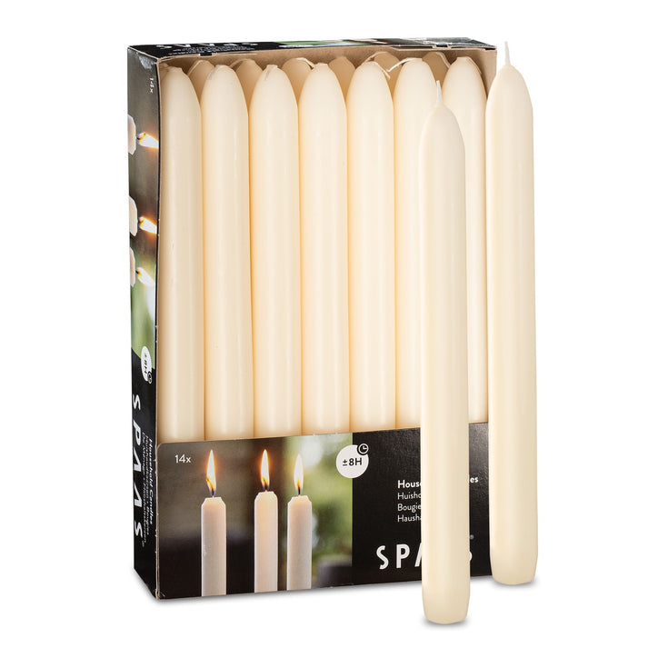 Ivory Tapered Candlsticks - 14 Pack - 8"