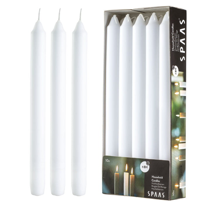 10" Straight Candlesticks - 10 Pack - White