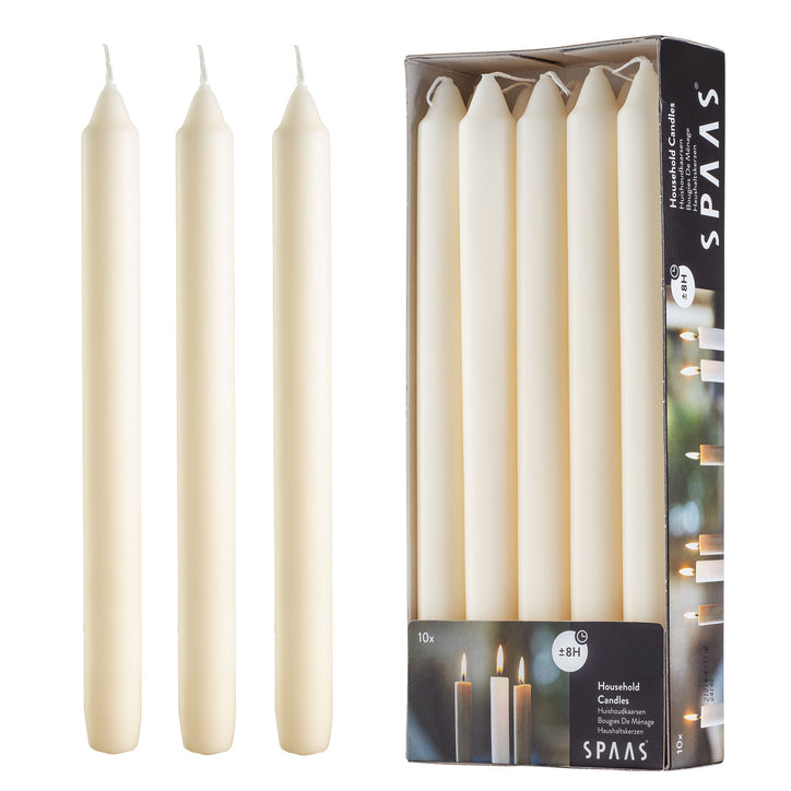 10" Straight Candlesticks - 10 Pack - Ivory
