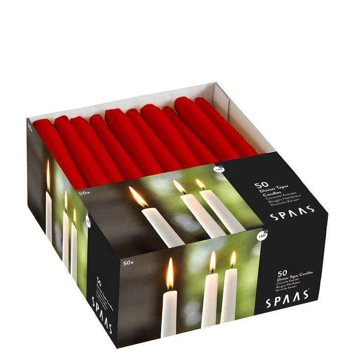 10" Dinner Tapered Candles, 50 Pack, Red
