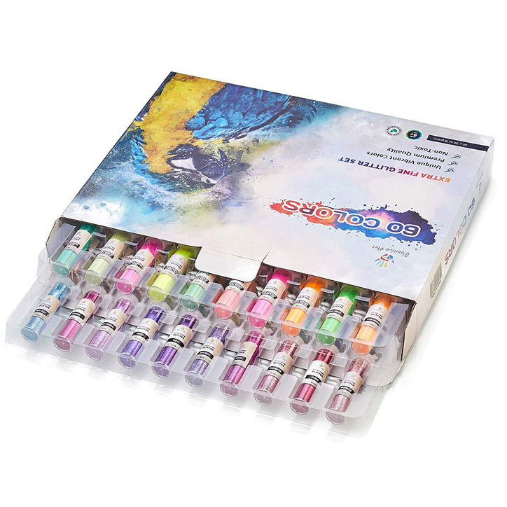 Extra Fine Glitter Set of 60 Vibrant Colors