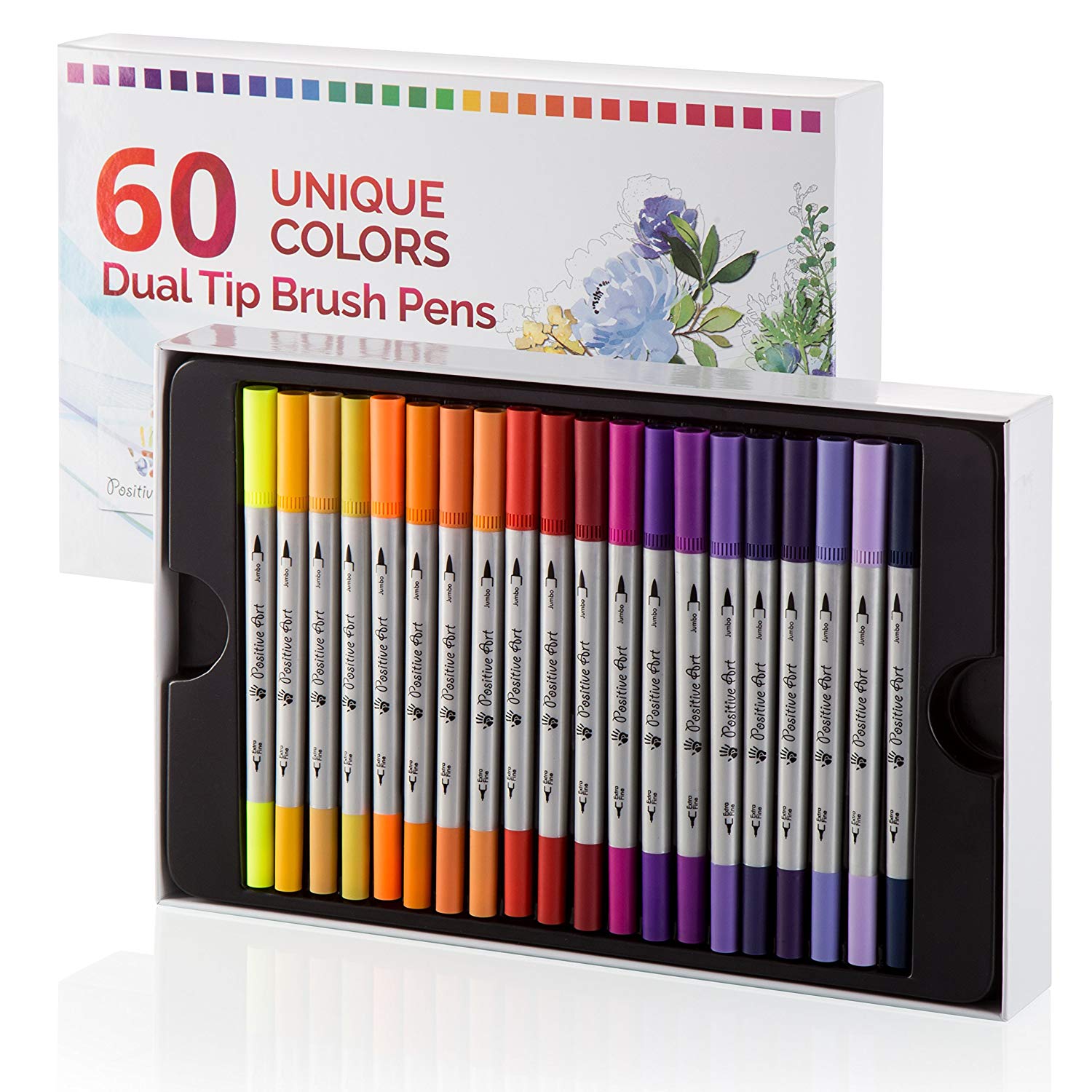 Art Markers Dual Brush Pens for Coloring, 60 Artist Colored Marker