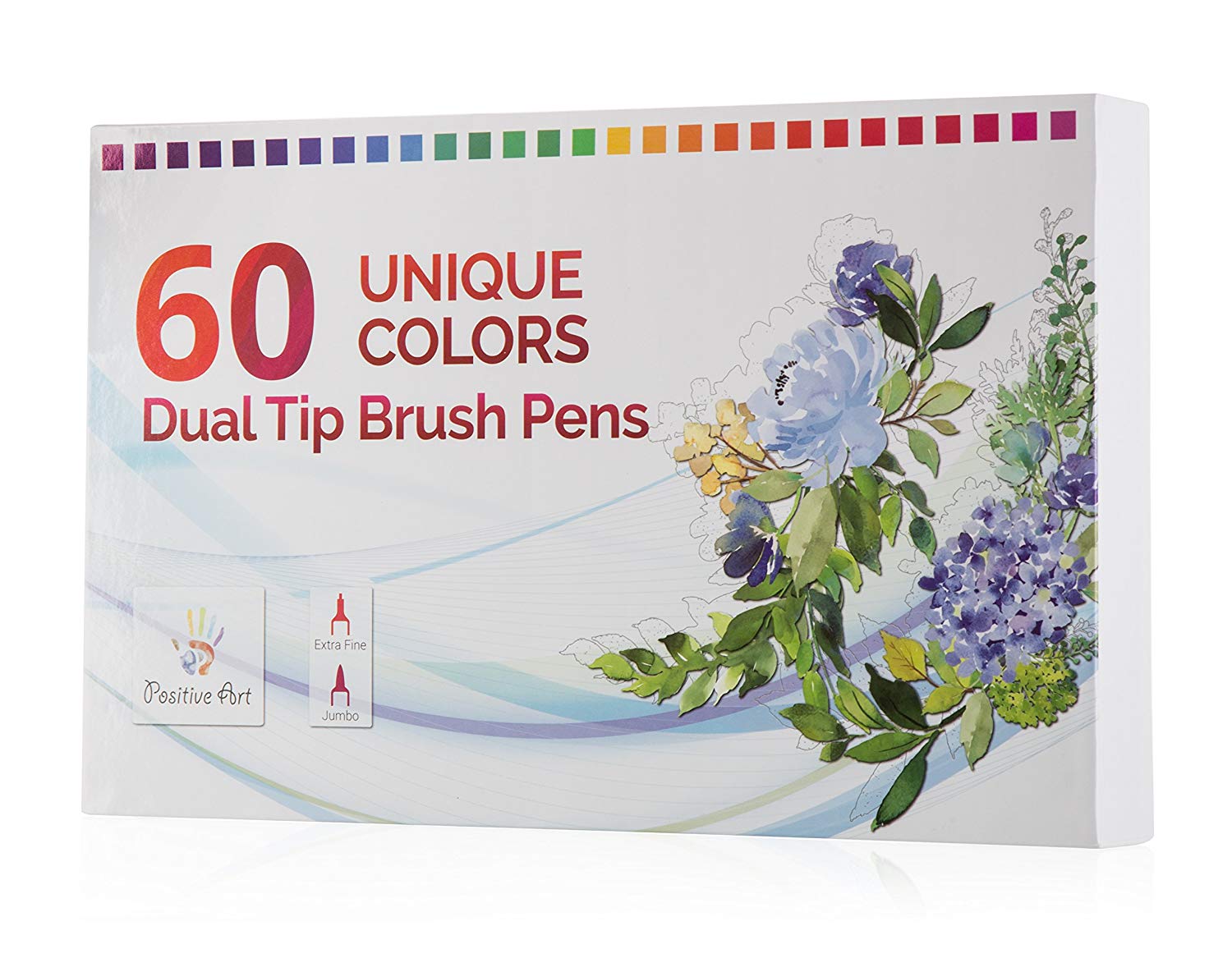 6-60 Colors Art Pens Set, Fine Tip & Flexible Brush Pen Tip, Water