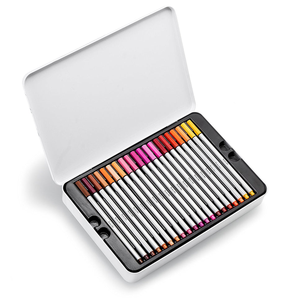 Positive Art Fineliner Coloring Pen Set 60 Unique Colors with Metal Case