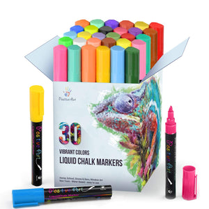 MENCOM Mencom Liquid Chalk Markers, Set of 30 Colored Chalk