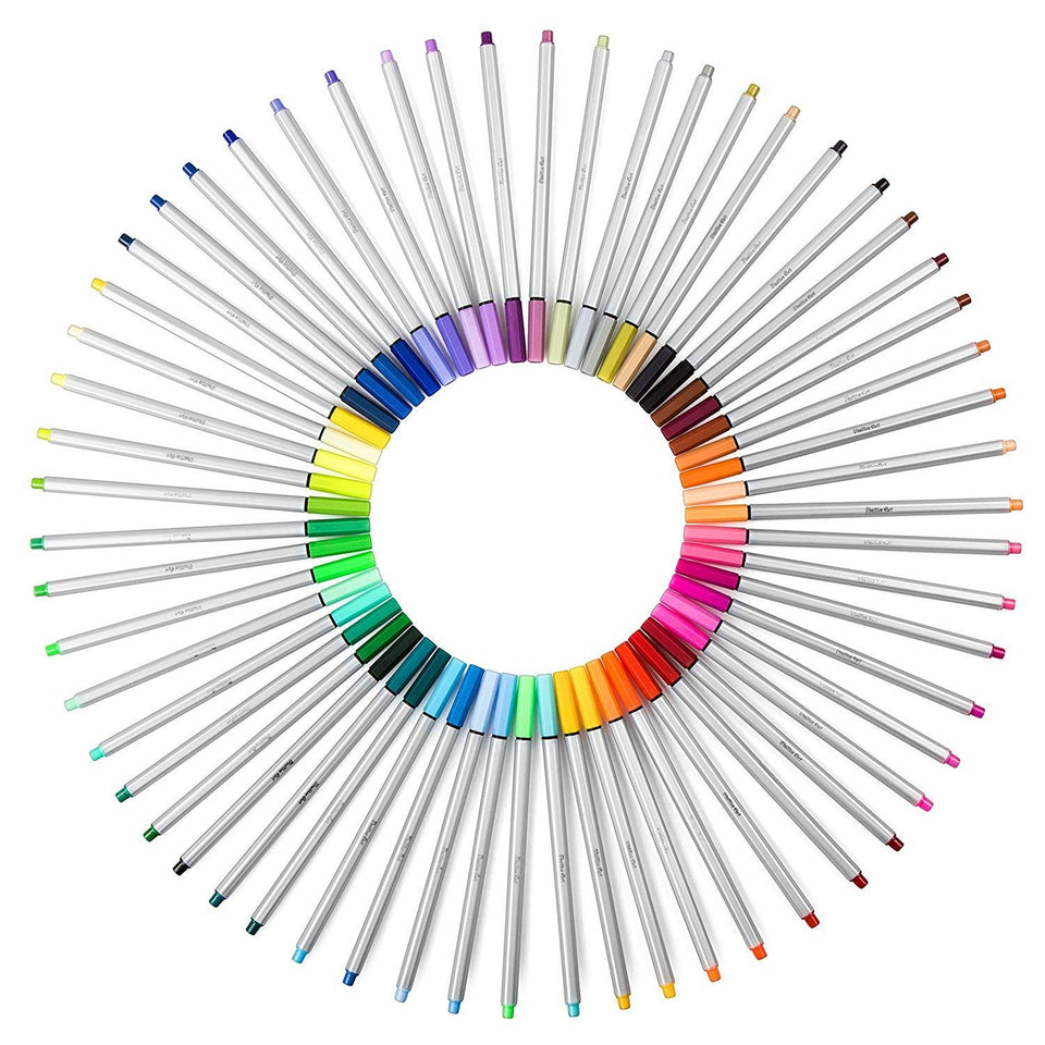Positive Art Fineliner Coloring Pen Set 60 Unique Colors with Metal Case