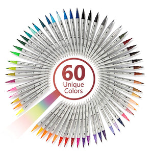 Dual Tip Brush Pens 60 Unique Colors By Positive Art