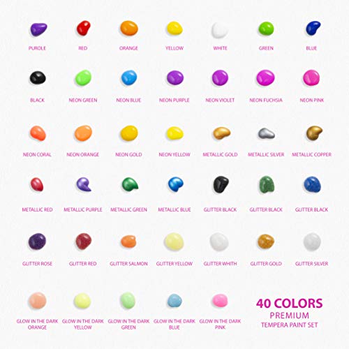 Washable Non-Toxic Colorful Paints & 15 Brushes Neon