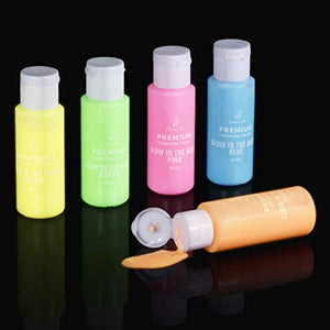 Washable Non-Toxic Colorful Paints & 15 Brushes Neon
