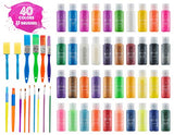 Washable Non-Toxic Colorful Paints & 15 Brushes Neon