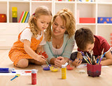 Washable Non-Toxic Colorful Paints & 15 Brushes Neon